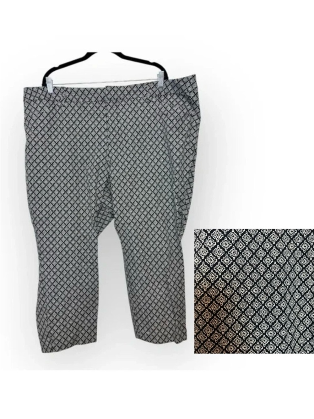 Old Navy Black White Pixie Pants Geometric Print High Rise Crop Workwear 24P